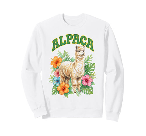 Alpaca Groovy Floral Alpaca Sweatshirt - Aesthetic Graphic Unisex - T-Shirt, Sweatshirt, Hoodie