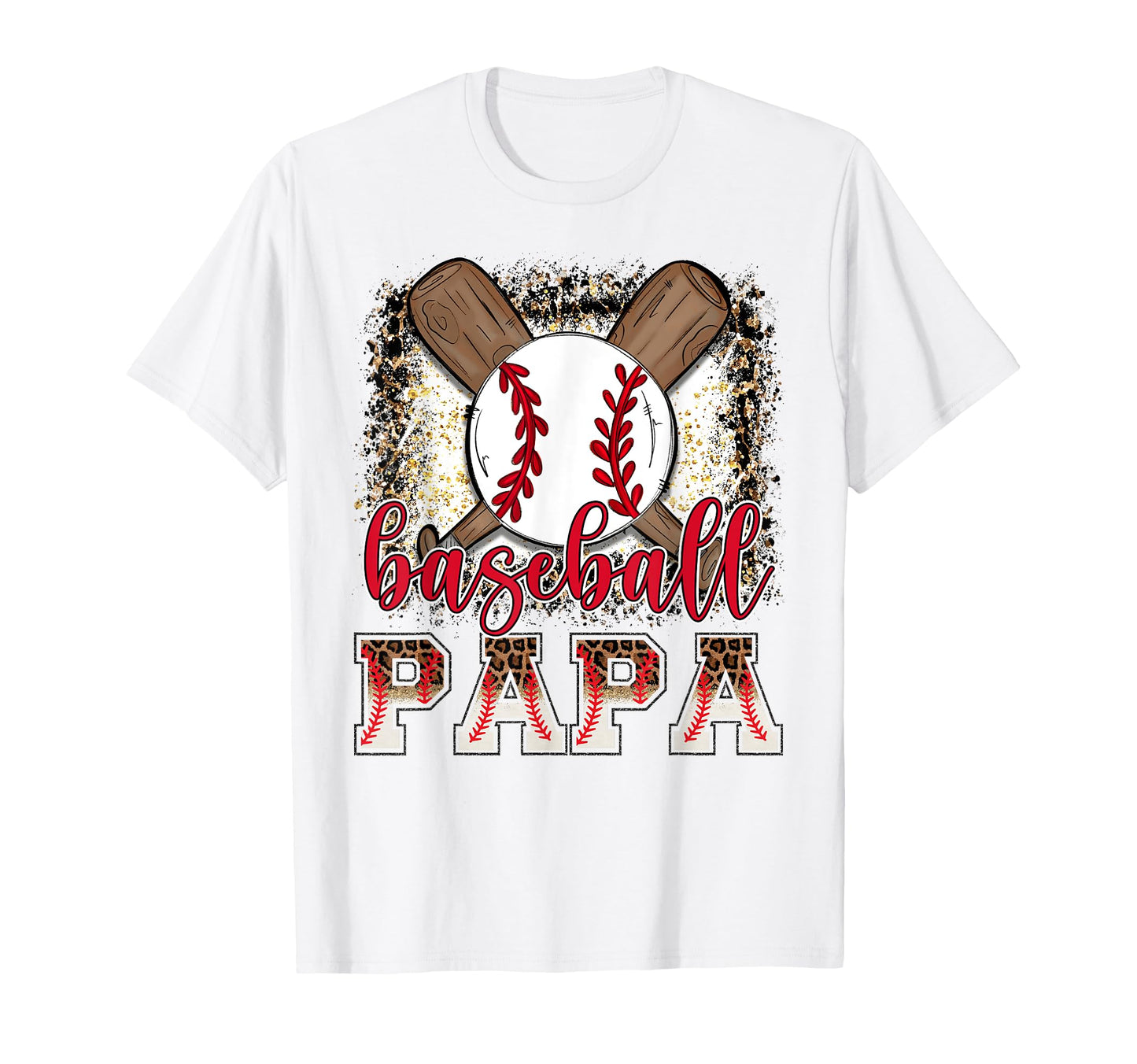 Baseball Papa Leopard Proud Ball T-Shirt - Fun Novelty Design for Adults - T-Shirt, Sweatshirt, Hoodie