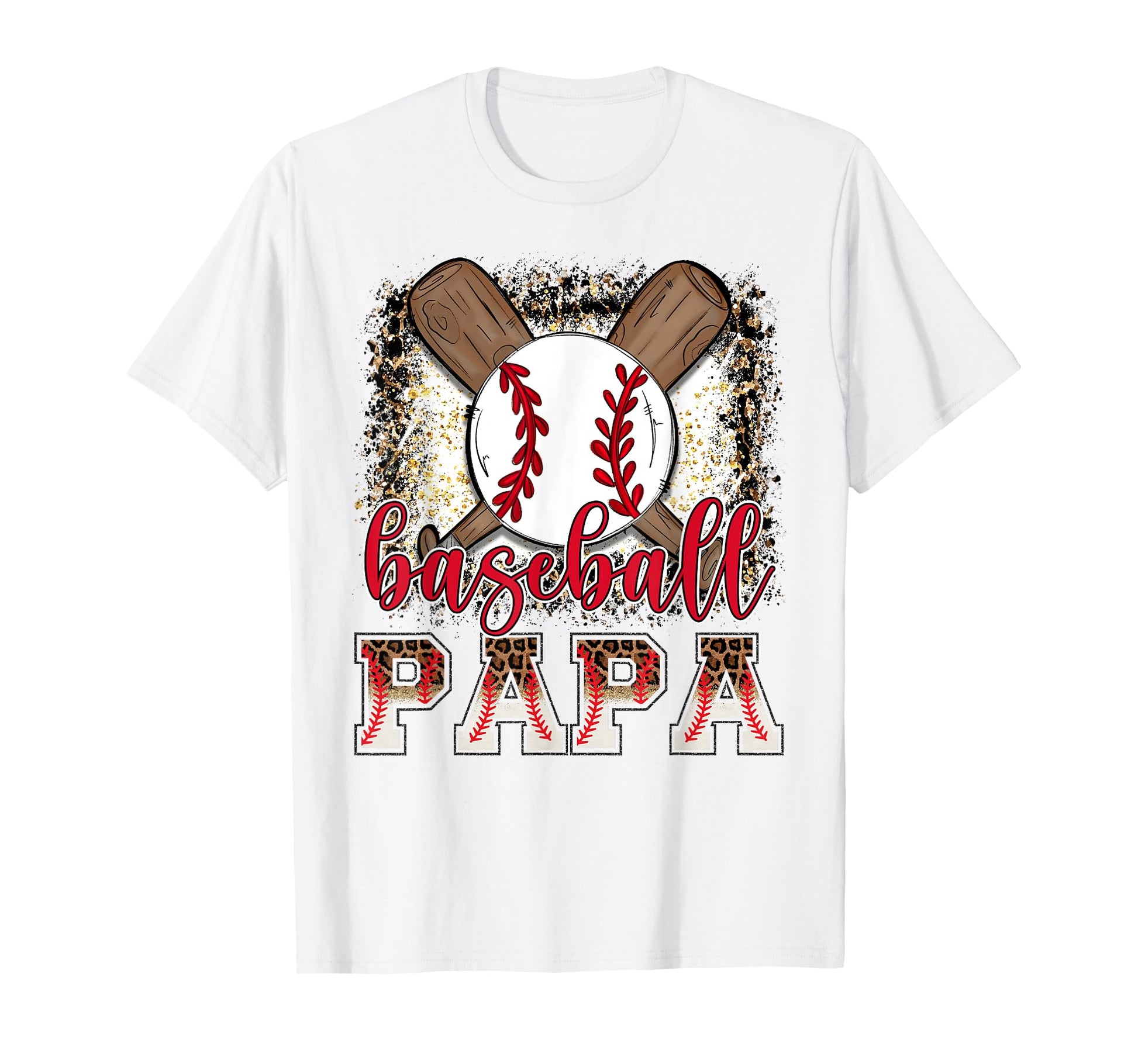 Baseball Papa Leopard Proud Ball T-Shirt - Fun Novelty Design for Adults - T-Shirt, Sweatshirt, Hoodie