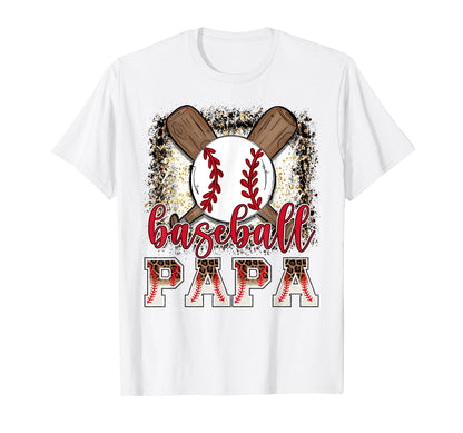 Baseball Papa Leopard Proud Ball T-Shirt - Fun Novelty Design for Adults - T-Shirt, Sweatshirt, Hoodie