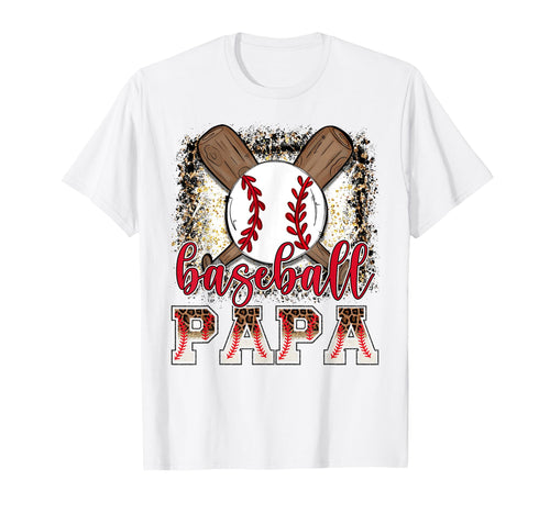 Baseball Papa Leopard Proud Ball T-Shirt - Fun Novelty Design for Adults - T-Shirt, Sweatshirt, Hoodie
