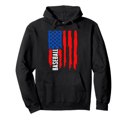 American Flag Baseball Usa Patriotic Hoodie - Minimalist Print for Adults - T-Shirt, Sweatshirt, Hoodie