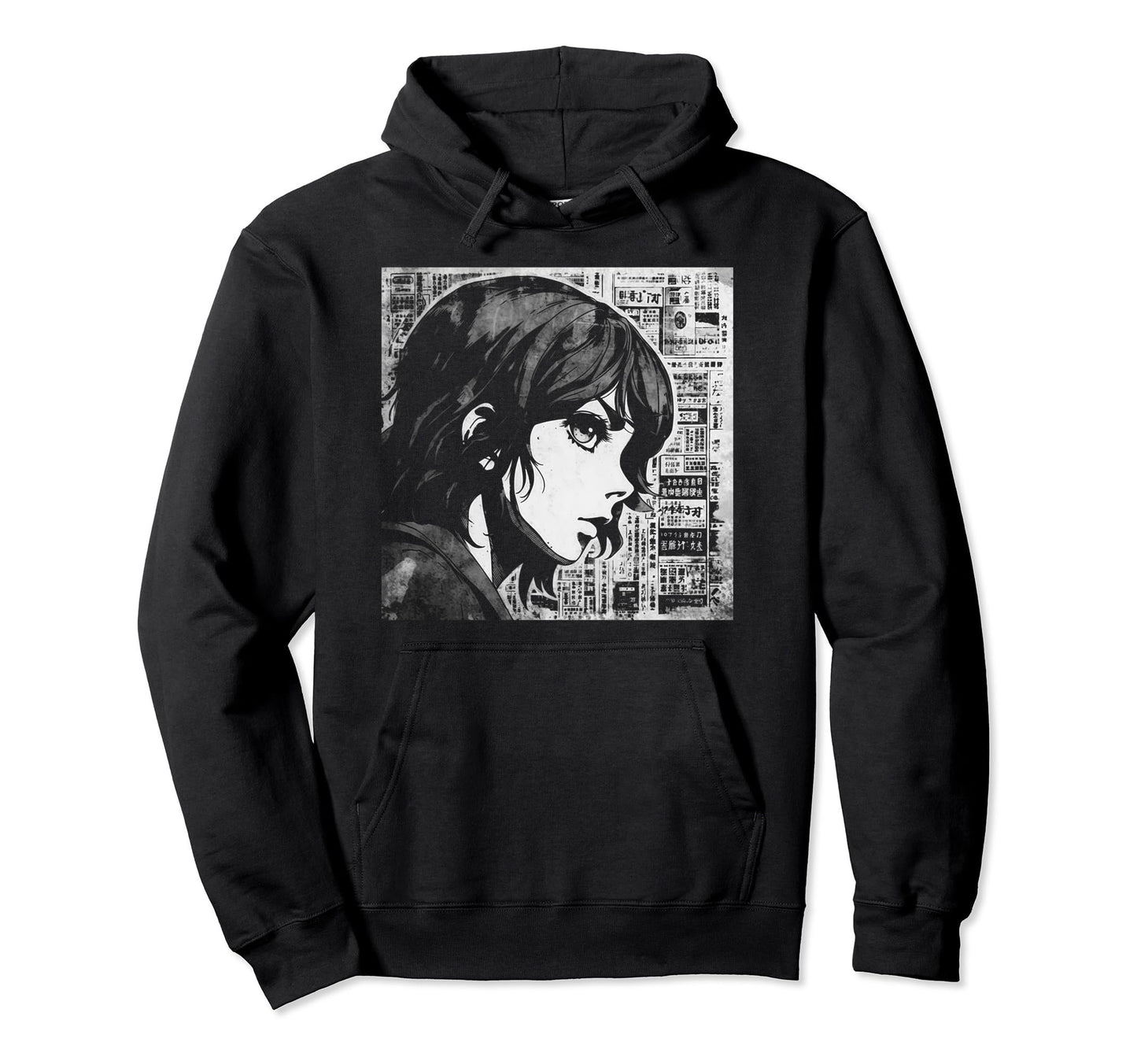 Grunge Sad Anime Manga Goth Aesthetic Hoodie - Custom Art Print Men Women - T-Shirt, Sweatshirt, Hoodie