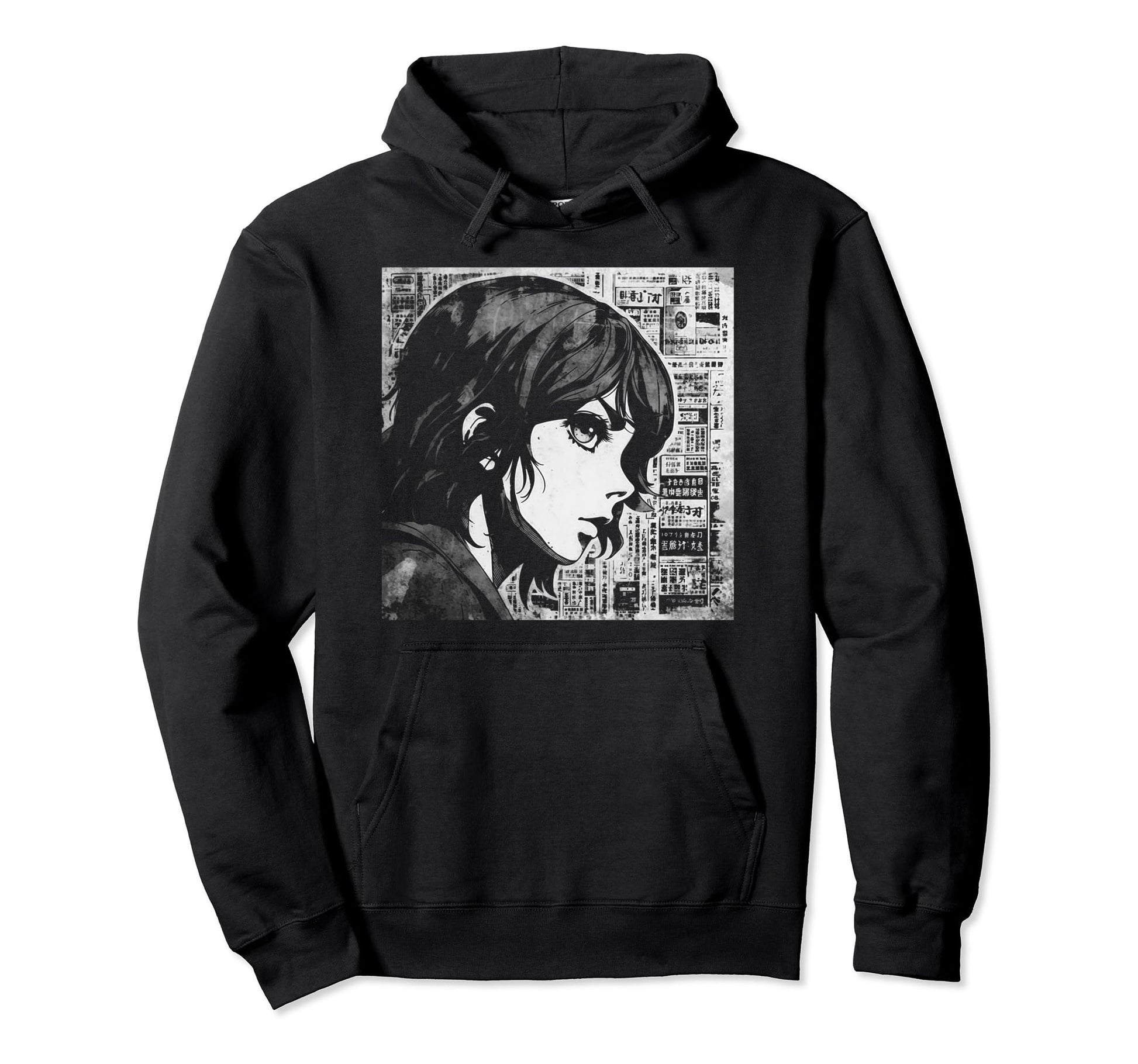 Grunge Sad Anime Manga Goth Aesthetic Hoodie - Custom Art Print Men Women - T-Shirt, Sweatshirt, Hoodie