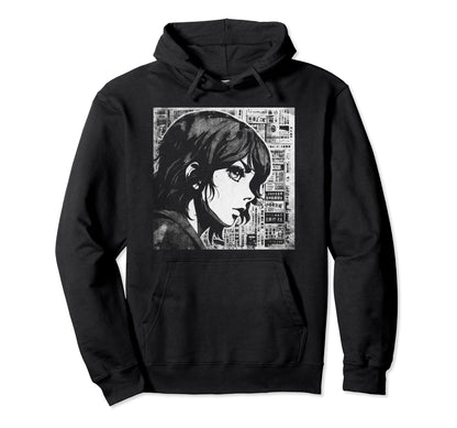Grunge Sad Anime Manga Goth Aesthetic Hoodie - Custom Art Print Men Women - T-Shirt, Sweatshirt, Hoodie