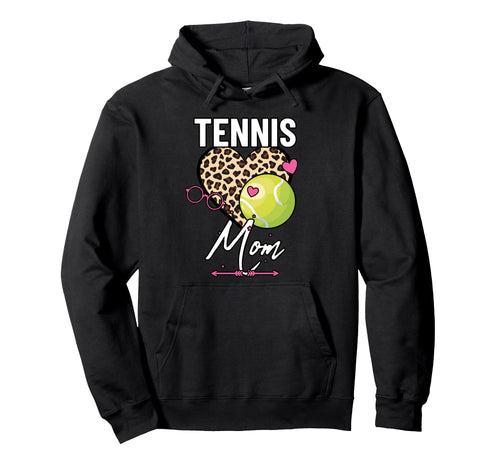 Tennis Mom Leopard Heart Game Day Lover Hoodie - Graphic Print Men Women - T-Shirt, Sweatshirt, Hoodie