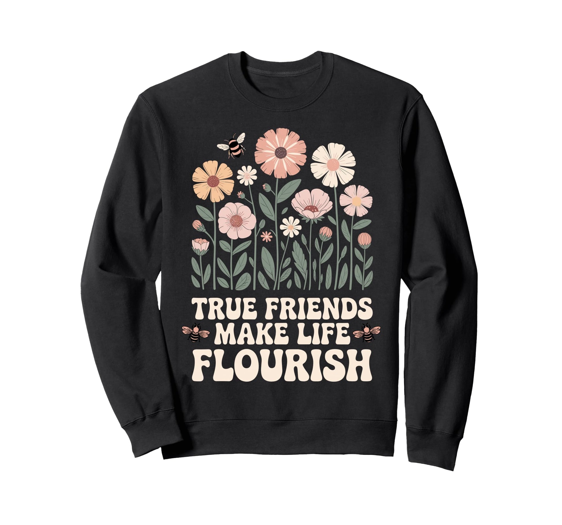 Garden Friends Wildflower Bee Sweatshirt - Graphic Print for Adults - T-Shirt, Sweatshirt, Hoodie