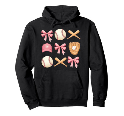 Baseball Coquette Bow Mom Sister Hoodie - Custom Art Print Unisex - T-Shirt, Sweatshirt, Hoodie