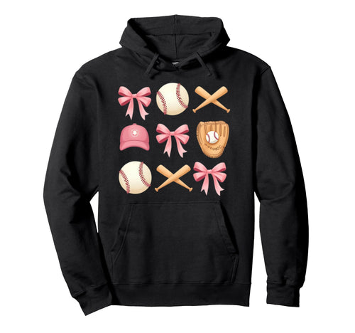 Baseball Coquette Bow Mom Sister Hoodie - Custom Art Print Unisex - T-Shirt, Sweatshirt, Hoodie