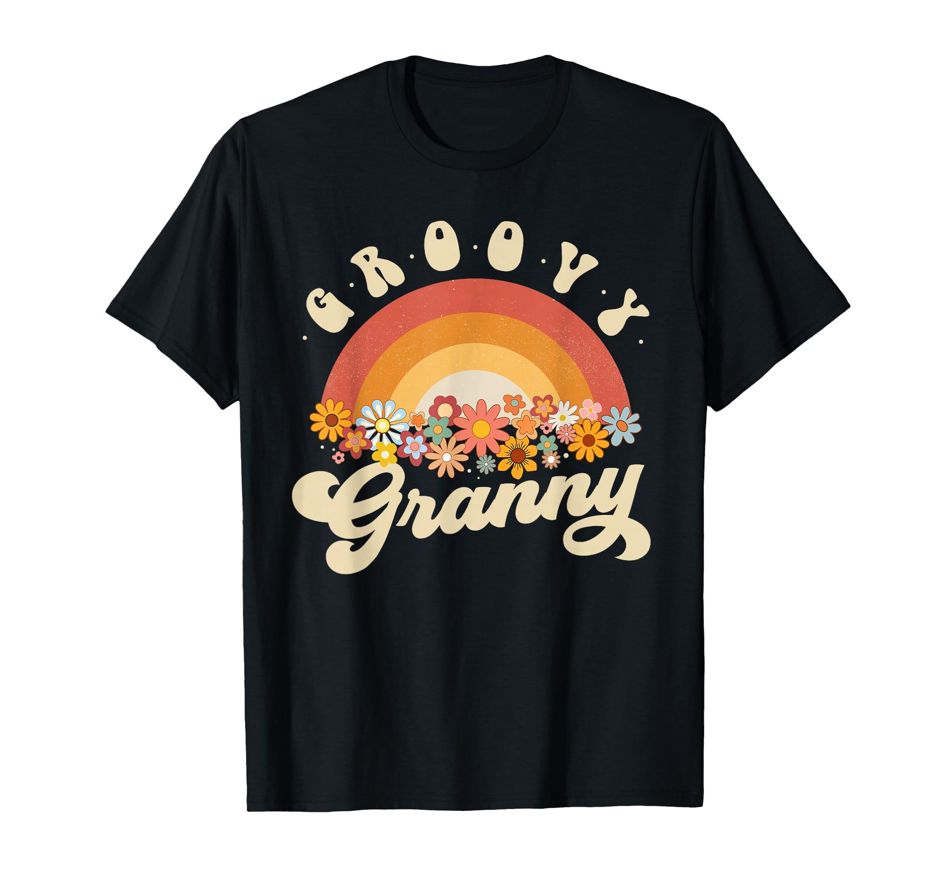 Groovy Granny Rainbow Colorful Flowers T-Shirt - Unique Graphic for Adults - T-Shirt, Sweatshirt, Hoodie