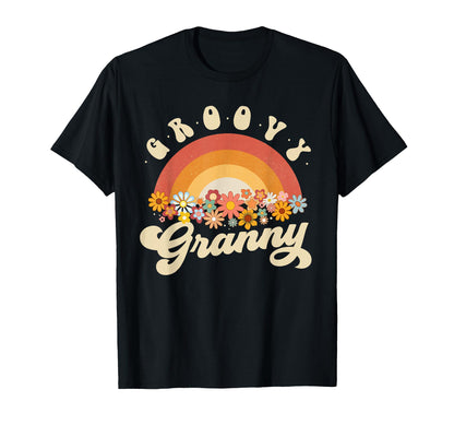 Groovy Granny Rainbow Colorful Flowers T-Shirt - Unique Graphic for Adults - T-Shirt, Sweatshirt, Hoodie