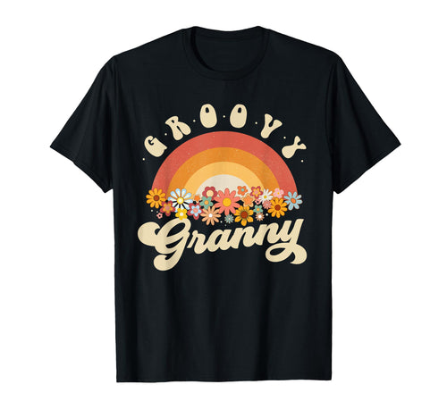 Groovy Granny Rainbow Colorful Flowers T-Shirt - Unique Graphic for Adults - T-Shirt, Sweatshirt, Hoodie