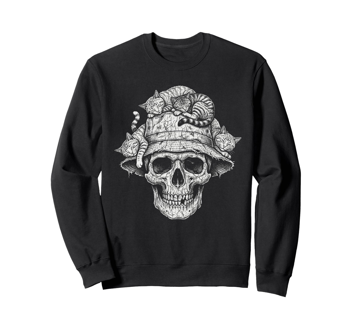 Skull Cat Skeleton Kitty Kitten Sweatshirt - Streetwear Style for Adults - T-Shirt, Sweatshirt, Hoodie