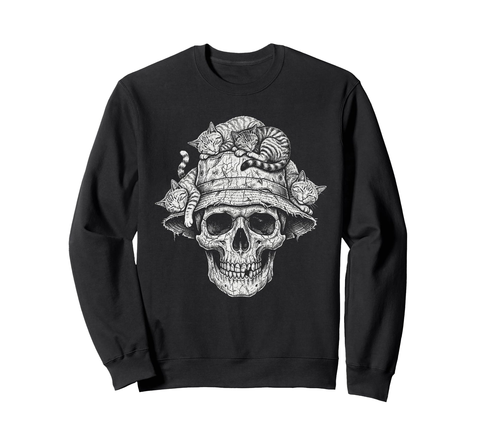 Skull Cat Skeleton Kitty Kitten Sweatshirt - Streetwear Style for Adults - T-Shirt, Sweatshirt, Hoodie