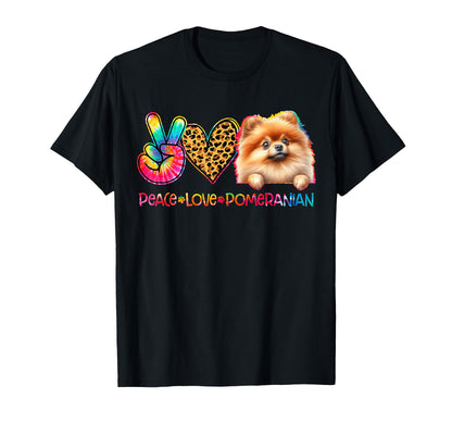 Peace Love Pomeranian Tie Dye Dog T-Shirt - Minimalist Print Men Women - T-Shirt, Sweatshirt, Hoodie