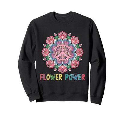 Flower Power Peace Sign Boho Sweatshirt - Casual Everyday Wear Unisex - T-Shirt, Sweatshirt, Hoodie
