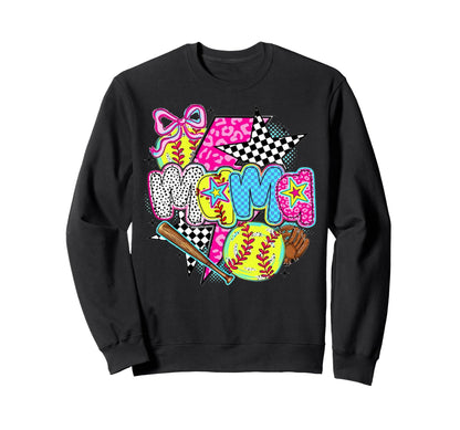 Softball Mama Game Day Leopard Sweatshirt - Trendy Graphic Unisex - T-Shirt, Sweatshirt, Hoodie