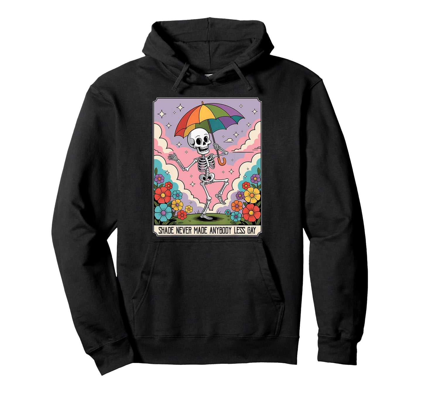 Funny Skeleton Lgbtq Pride Rainbow Umbrella Hoodie - Graphic Print Unisex - T-Shirt, Sweatshirt, Hoodie