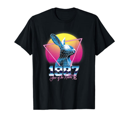 1987 Year Rabbit Vaporwave Aesthetic T-Shirt - Minimalist Print Unisex - T-Shirt, Sweatshirt, Hoodie