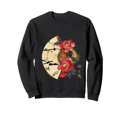 Japanese Peony Flower Grunge Sweatshirt - Casual Everyday Wear for Adults - T-Shirt, Sweatshirt, Hoodie