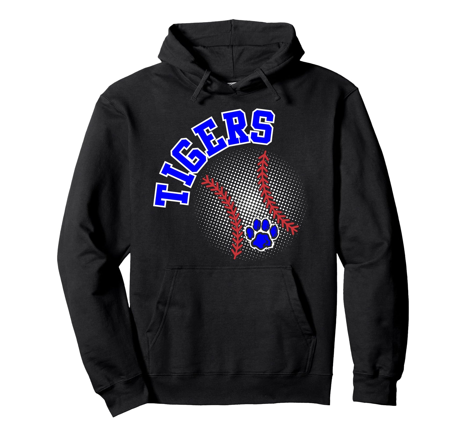 Tigers Baseball Mom Paw Blue Tigers Hoodie - Novelty Apparel for Adults - T-Shirt, Sweatshirt, Hoodie