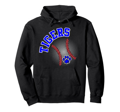 Tigers Baseball Mom Paw Blue Tigers Hoodie - Novelty Apparel for Adults - T-Shirt, Sweatshirt, Hoodie