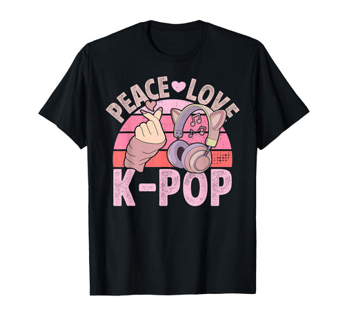Headset Kpop Peace Love K Pop Heart K T-Shirt - Unique Graphic for Adults - T-Shirt, Sweatshirt, Hoodie