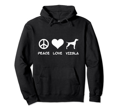 Peace Love Vizsla Hoodie - Minimalist Print Unisex - T-Shirt, Sweatshirt, Hoodie
