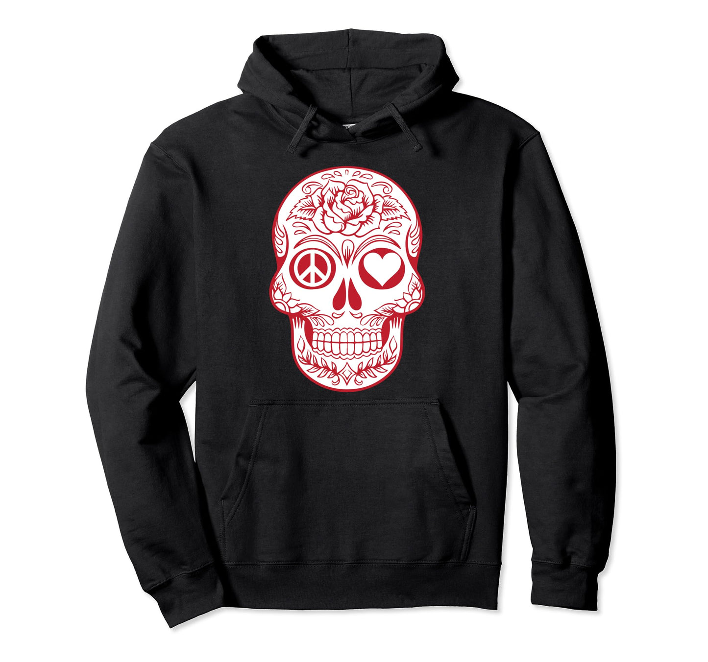 Peace Love Sugar Skull Calavera Hoodie - Casual Everyday Wear for Adults - T-Shirt, Sweatshirt, Hoodie