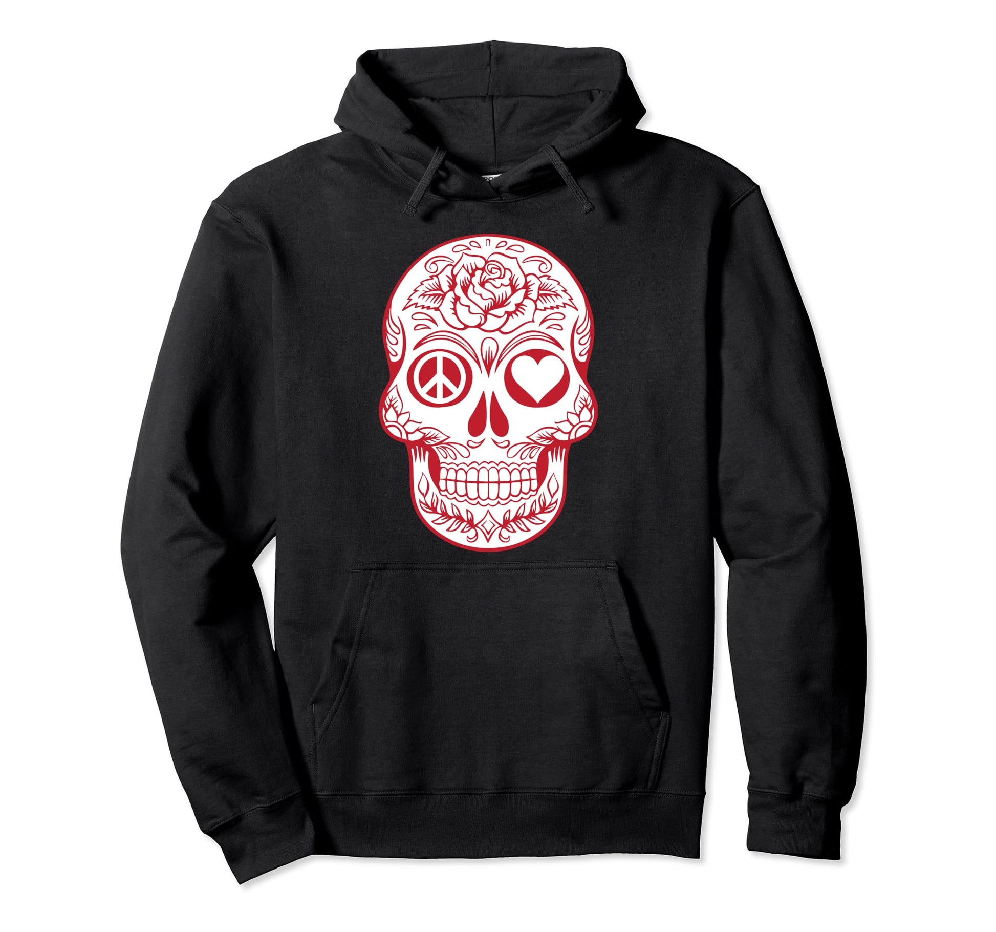 Peace Love Sugar Skull Calavera Hoodie - Casual Everyday Wear for Adults - T-Shirt, Sweatshirt, Hoodie