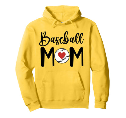 Baseball Mom Baseball Heart Game Day Hoodie - Minimalist Print for Adults - T-Shirt, Sweatshirt, Hoodie
