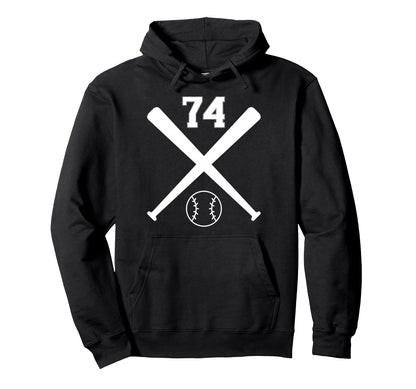 Baseball Softball Number 74 Hoodie - Novelty Apparel Men Women - T-Shirt, Sweatshirt, Hoodie