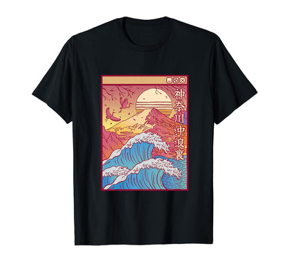 Great Art Wave Vaporwave Aesthetic T-Shirt - Minimalist Print for Adults - T-Shirt, Sweatshirt, Hoodie