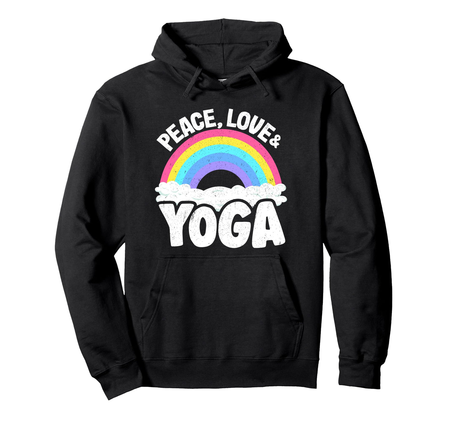 Peace Love Yoga Rainbow Hippie Yoga Hoodie - Aesthetic Graphic Unisex - T-Shirt, Sweatshirt, Hoodie