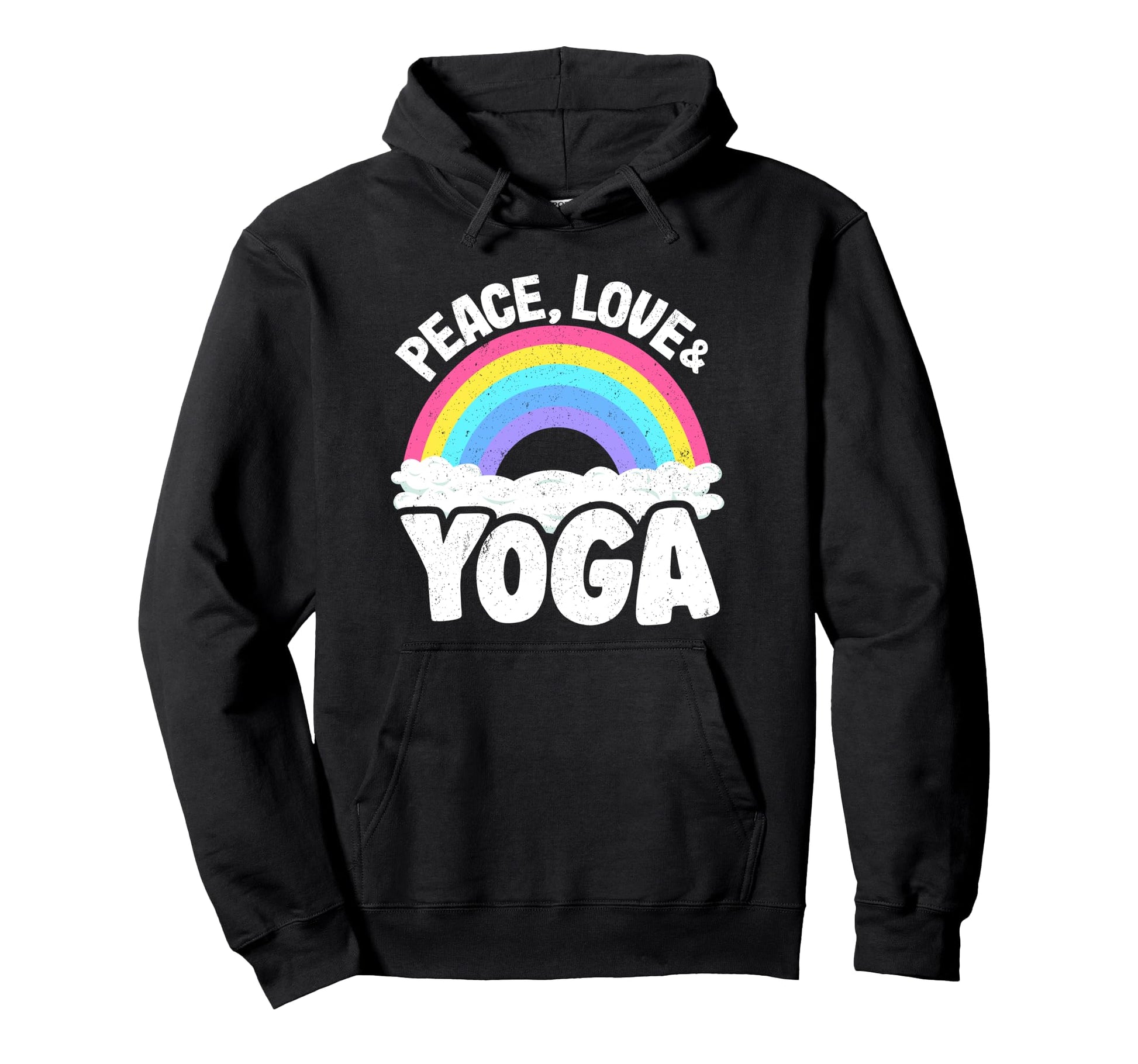 Peace Love Yoga Rainbow Hippie Yoga Hoodie - Aesthetic Graphic Unisex - T-Shirt, Sweatshirt, Hoodie