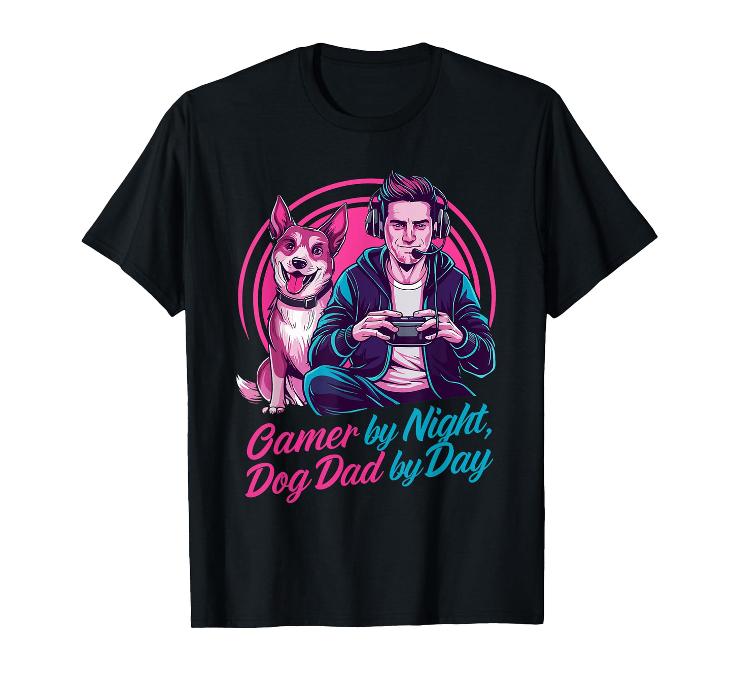 Gamer Night Dog Dad Day Funny Video T-Shirt - Unique Graphic for Adults - T-Shirt, Sweatshirt, Hoodie