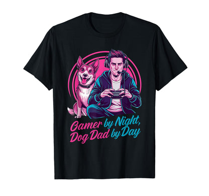 Gamer Night Dog Dad Day Funny Video T-Shirt - Unique Graphic for Adults - T-Shirt, Sweatshirt, Hoodie