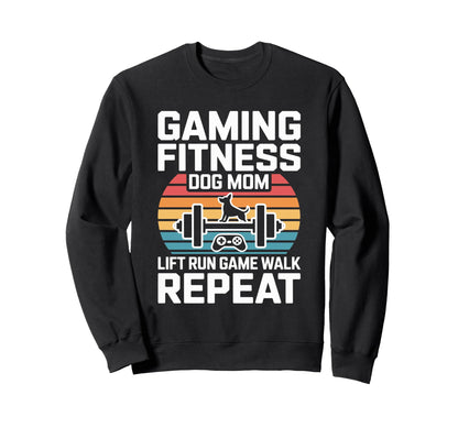 Gaming Fitness Dog Mom Lift Run Sweatshirt - Minimalist Print Men Women - T-Shirt, Sweatshirt, Hoodie