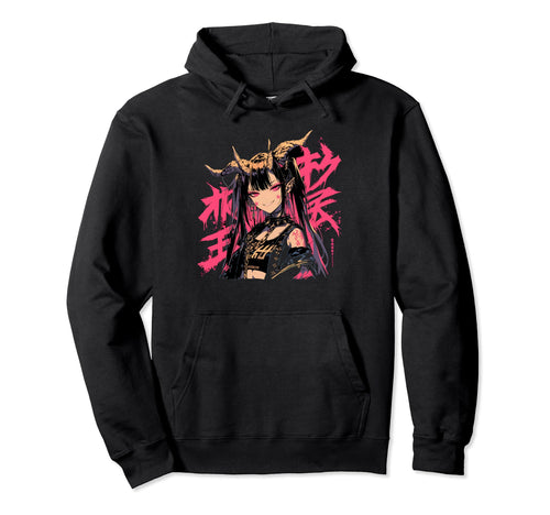 Goth Grunge Demon Anime Waifu Horror Hoodie - Minimalist Print Men Women - T-Shirt, Sweatshirt, Hoodie