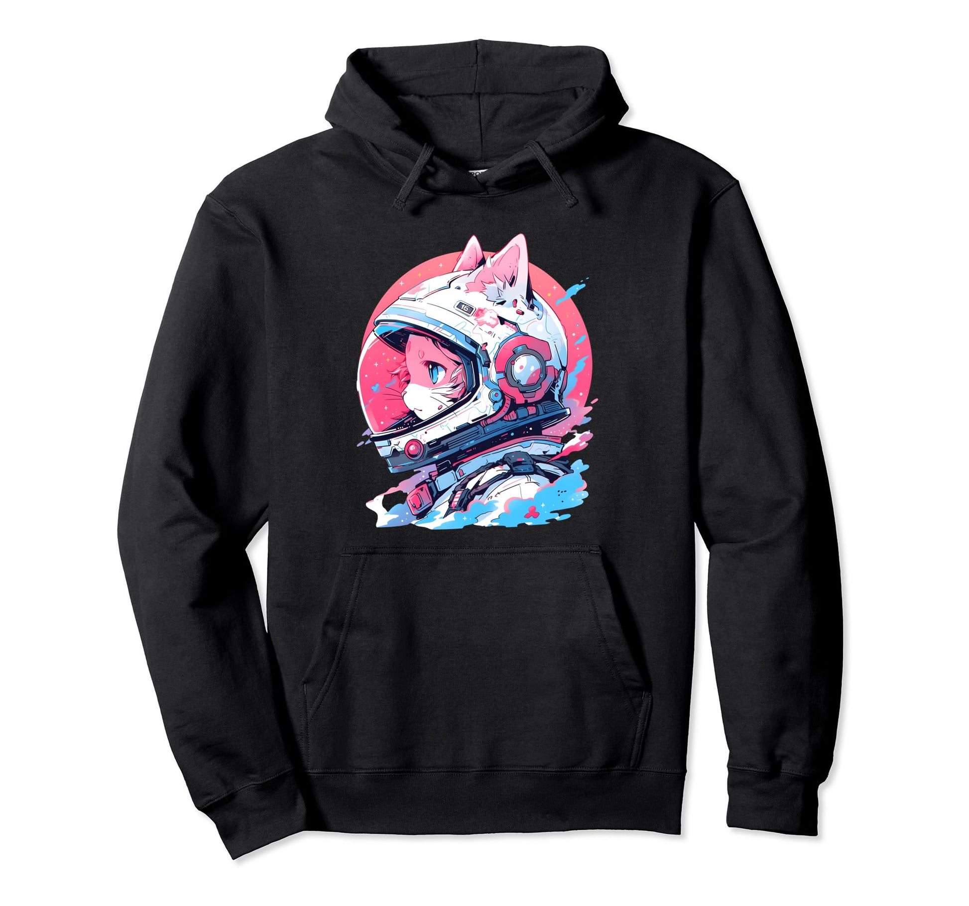 80S 90S Aesthetic Vaporwave Space Cat Hoodie - Custom Art Print Men Women - T-Shirt, Sweatshirt, Hoodie