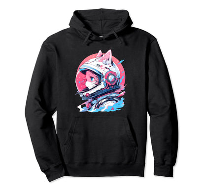 80S 90S Aesthetic Vaporwave Space Cat Hoodie - Custom Art Print Men Women - T-Shirt, Sweatshirt, Hoodie