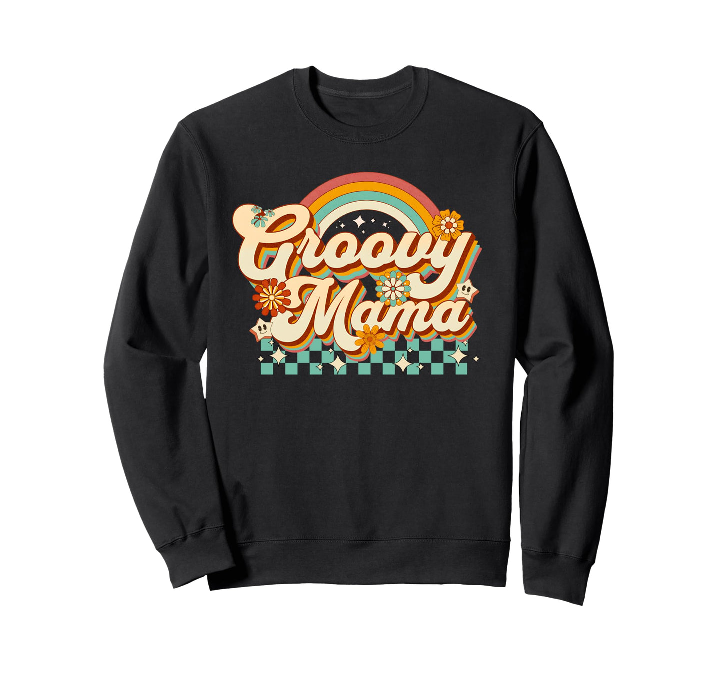 Groovy Mama Boho Floral Womens And Sweatshirt - Unique Graphic for Adults - T-Shirt, Sweatshirt, Hoodie