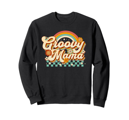 Groovy Mama Boho Floral Womens And Sweatshirt - Unique Graphic for Adults - T-Shirt, Sweatshirt, Hoodie