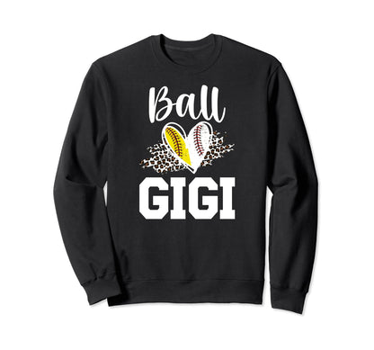 Ball Gigi Heart Baseball Softball Sweatshirt - Custom Art Print for Adults - T-Shirt, Sweatshirt, Hoodie
