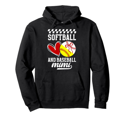 Softball And Baseball Mimi Baseball Hoodie - Novelty Apparel for Adults - T-Shirt, Sweatshirt, Hoodie