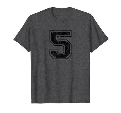 Number 5 Five Varsity Distressed Sport T-Shirt - Streetwear Style Unisex - T-Shirt, Sweatshirt, Hoodie
