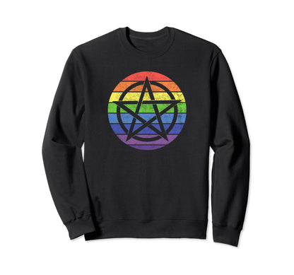 Lgbt Rainbow Pentagram Wiccan Pagan Sweatshirt - Fun Novelty Design Unisex - T-Shirt, Sweatshirt, Hoodie