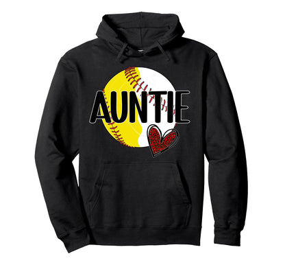 Baseball Softball Auntie Proud Softball Hoodie - Trendy Graphic for Adults - T-Shirt, Sweatshirt, Hoodie