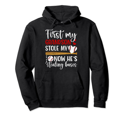 Hes Stealing Bases Baseball Grandma Hoodie - Aesthetic Graphic Unisex - T-Shirt, Sweatshirt, Hoodie