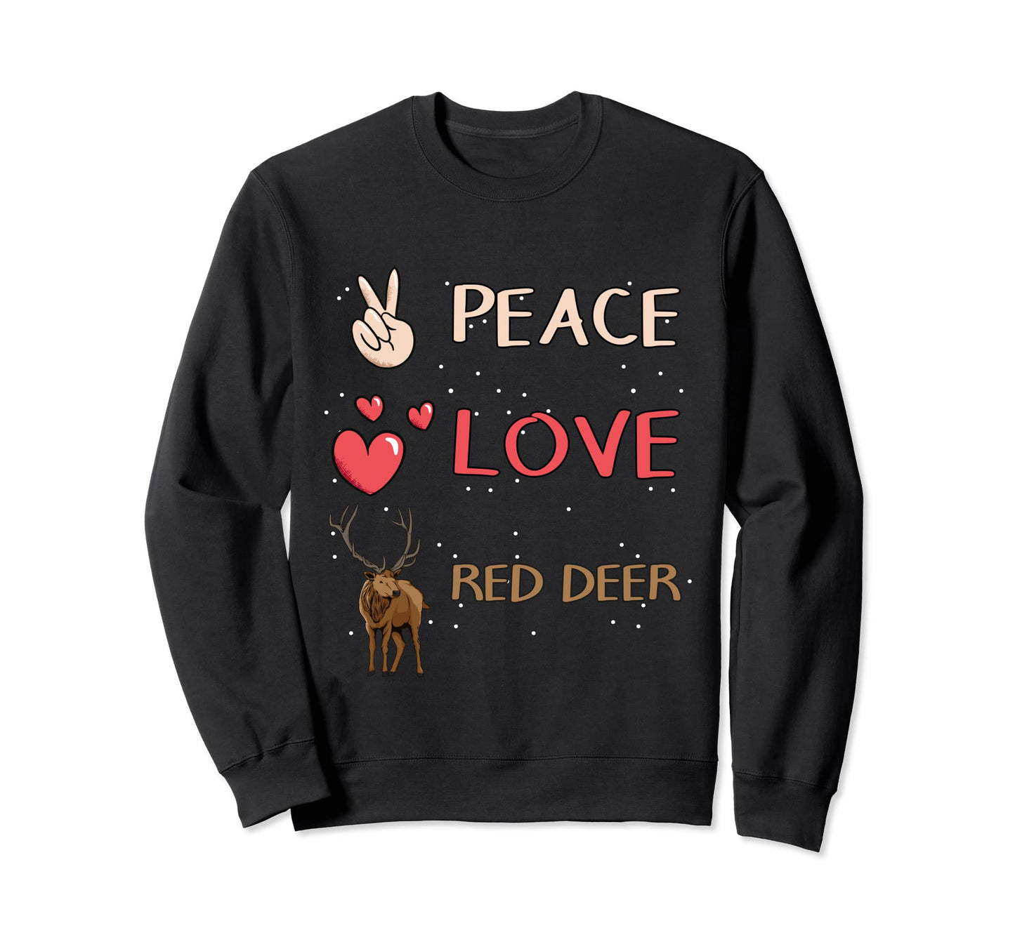Red Deer Stag Hart Hind Peace Sweatshirt - Aesthetic Graphic Men Women - T-Shirt, Sweatshirt, Hoodie